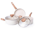 Kitchen Cookware Set of 5, 8, 15 & 35pcs with Lids - Multiple Colours
