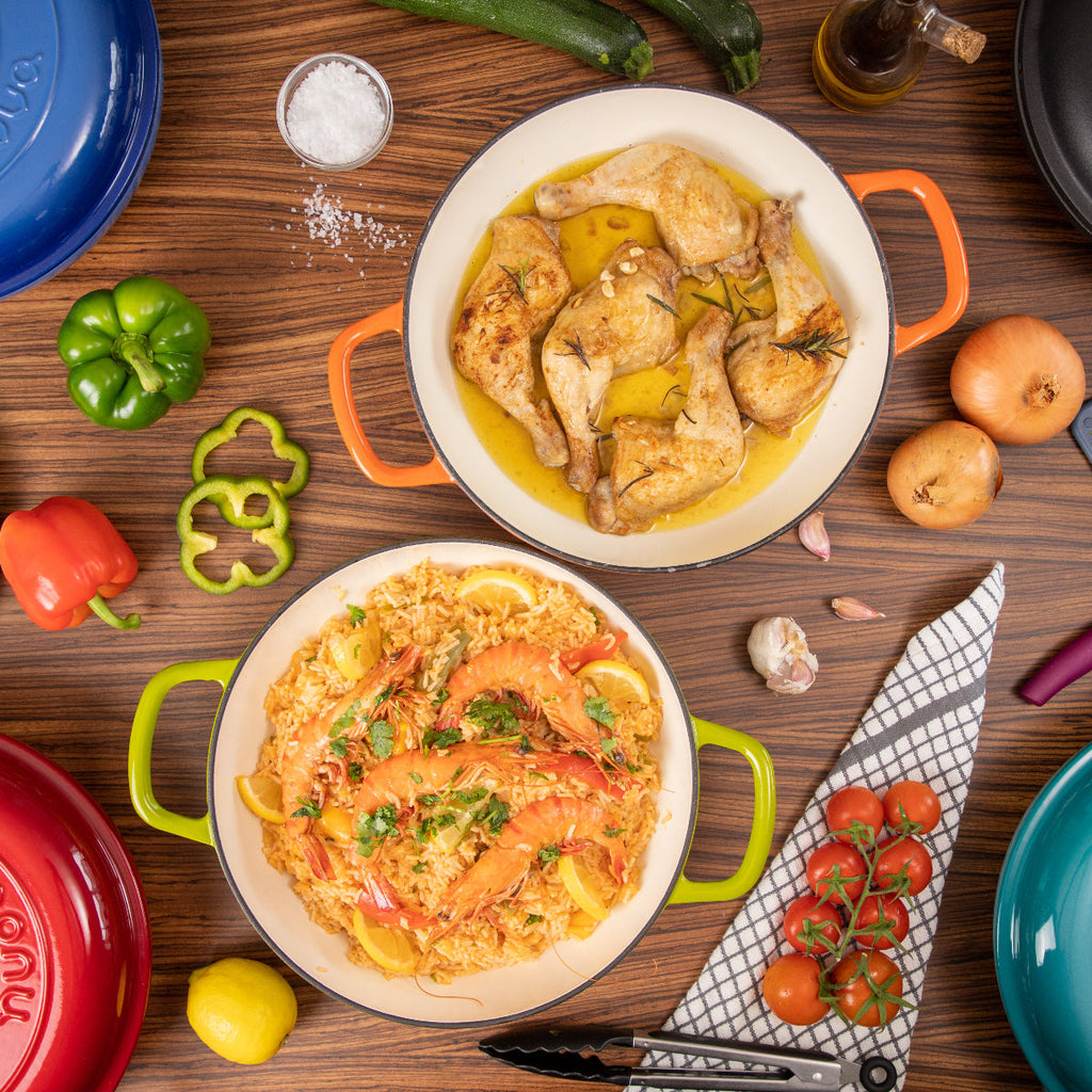 Grey Shallow Cast Iron Casserole Dish with Lid - 32cm - 3.5L, by Nuovva