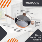 Induction Non-Stick Sauté Pan With Lid - 28cm( Multiple Colours) by Nuovva