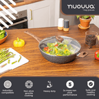 Induction Non-Stick Sauté Pan With Lid - 28cm( Multiple Colours) by Nuovva