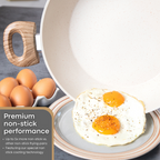 Cream Induction Non-Stick Sauté Pan With Lid - 28cm by Nuovva