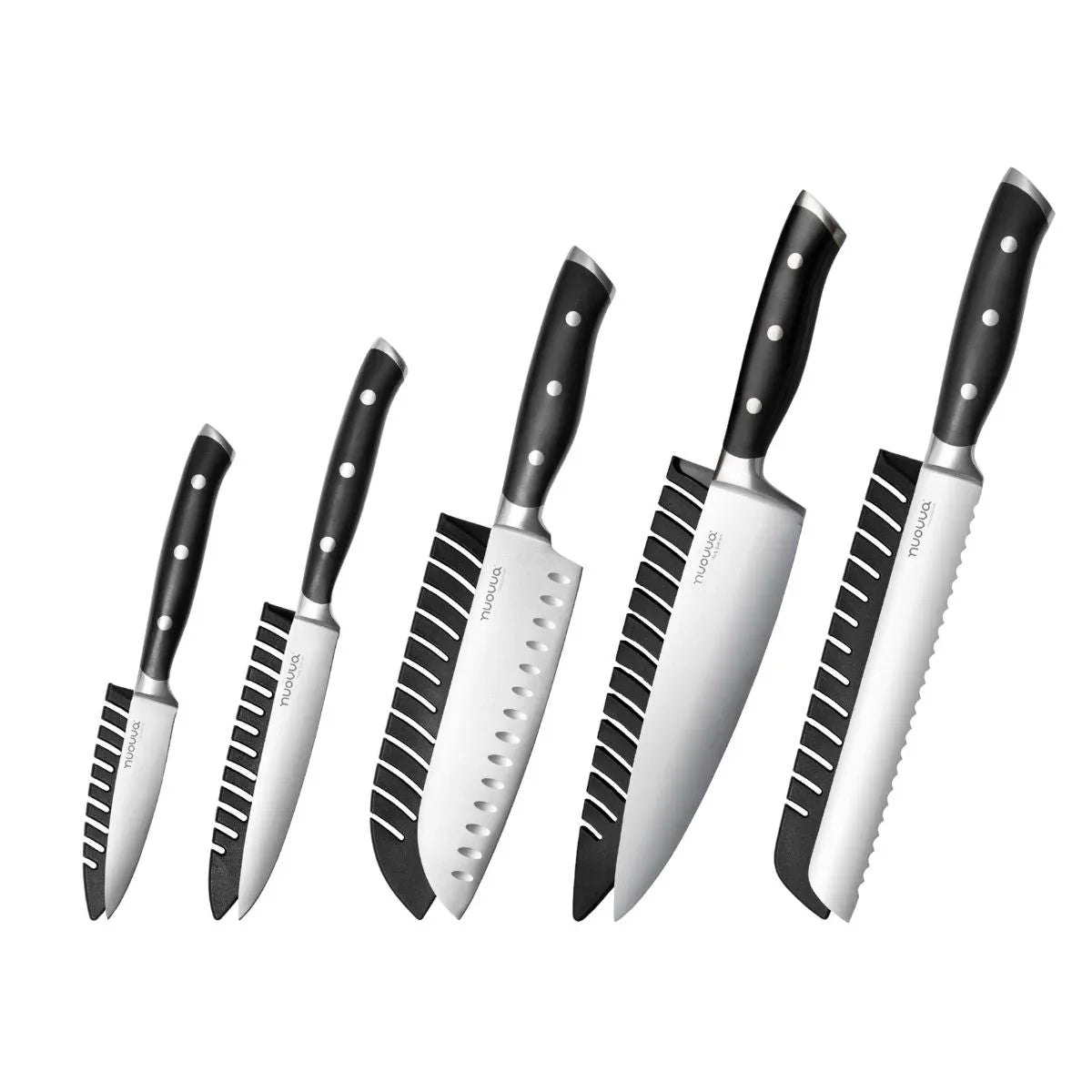 5pcs High Carbon Stainless Steel Knife Set – Chef to Paring – by Nuovva