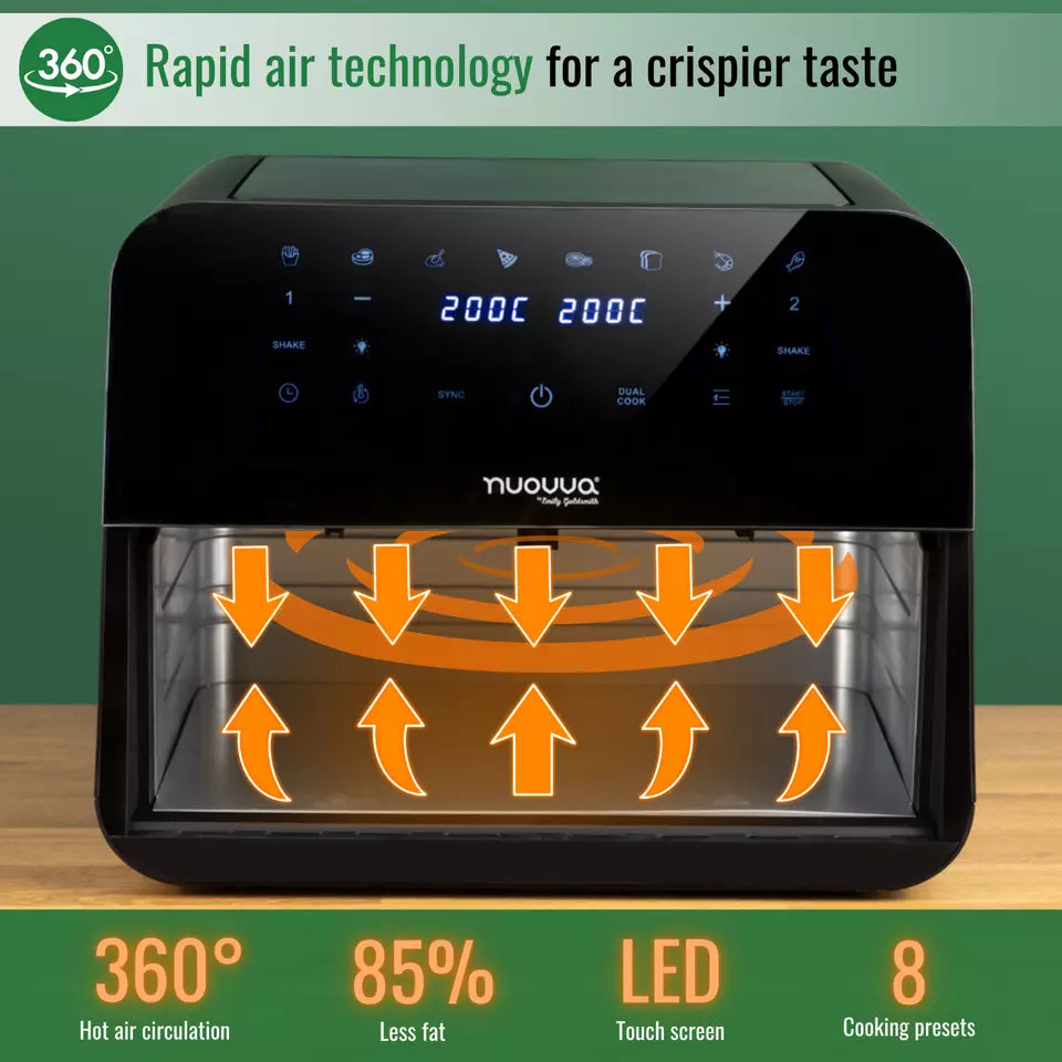 Air Fryer Oven With Preset Functions (Multiple Sizes) 4L 1200W, 6.5L 1500W,  9L 2400W, by Nuovva