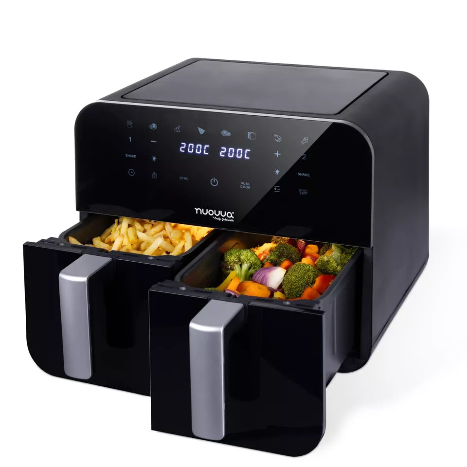 Dual Air Fryer Oven With 12 Presets – 9L, 2400W, by Nuovva
