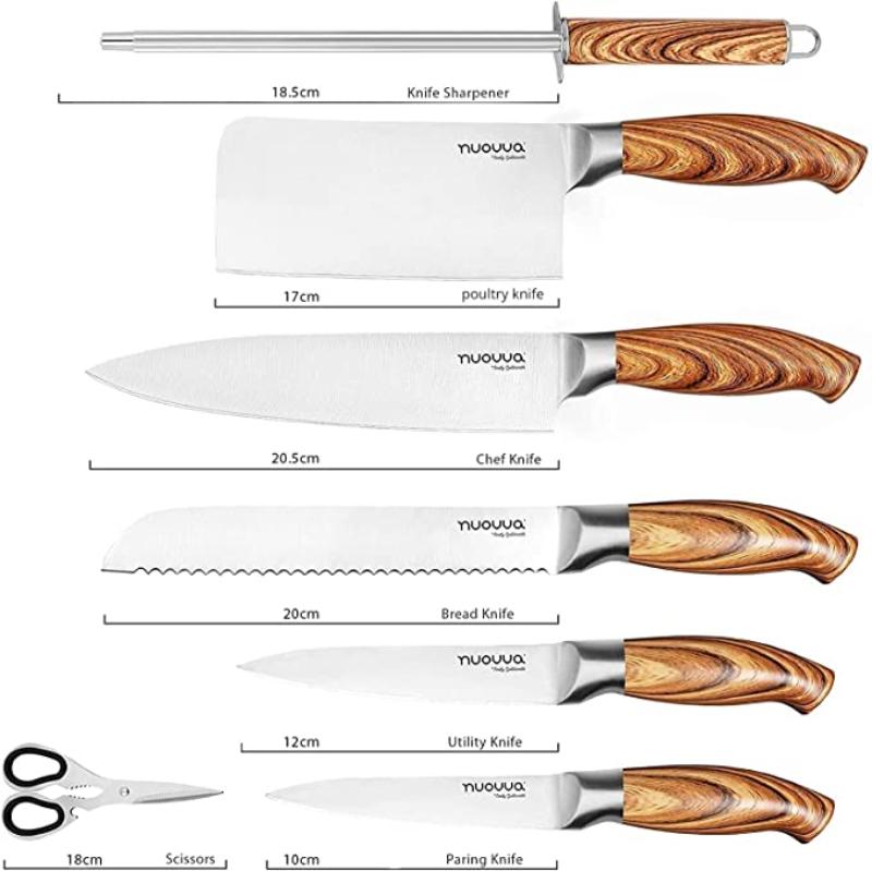 Kitchen Knife Set with Rotating Block 7-Piece Set (Multiple Colours) by Nuovva